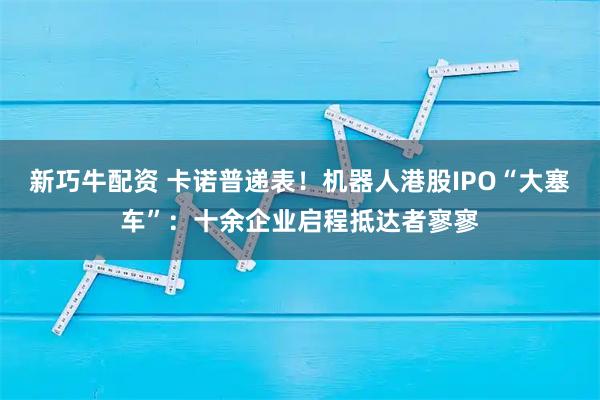 新巧牛配资 卡诺普递表！机器人港股IPO“大塞车”：十余企业启程抵达者寥寥